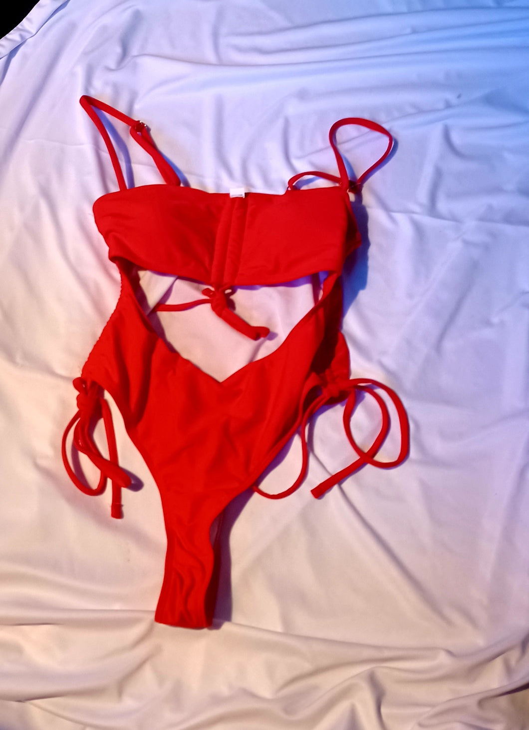 Sexy  Red 1 piece Monokini swimsuit S Kargo Fresh