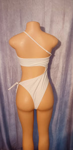Sexy  White 1 piece Monokini swimsuit Large Kargo Fresh
