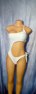 Sexy  White 1 piece Monokini swimsuit S Kargo Fresh