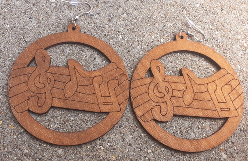 Sheet Music Large Wooden Earrings Kargo Fresh