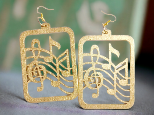 Sheet Music Large Wooden Earrings Kargo Fresh