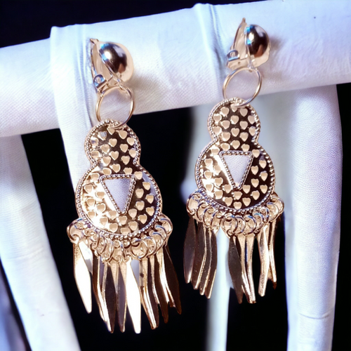 Silver Abstract  metal tassel design Clip On Earrings Kargo Fresh