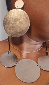 Silver Circles Avant Garde necklace set with clip on earrings Kargo Fresh