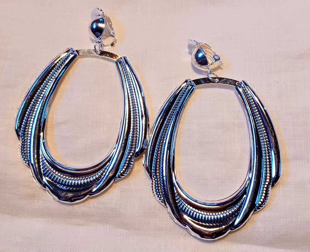 Silver Clip on Bamboo Hoop Earrings Kargo Fresh