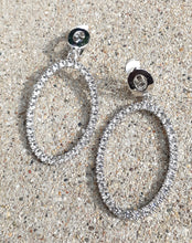 Load image into Gallery viewer, Silver Metal Rhinestone Clip On Hoop Earrings Kargo Fresh
