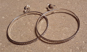 Silver Metal Rhinestones Clip On Hoop Earrings Kargo Fresh