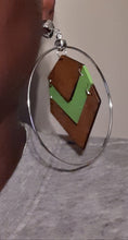 Load image into Gallery viewer, Silver Metal and Wood Clip On Hoop Earrings Kargo Fresh
