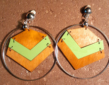 Load image into Gallery viewer, Silver Metal and Wood Clip On Hoop Earrings Kargo Fresh
