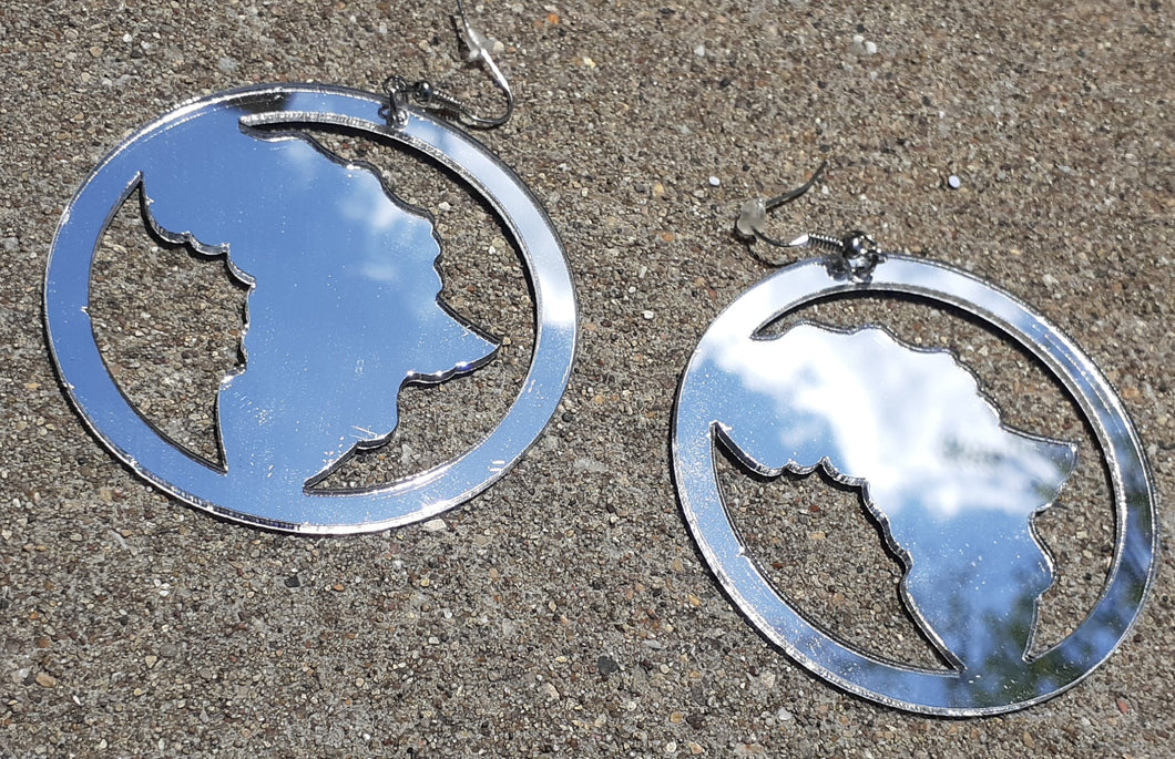 Silver Mirrored Acrylic Africa Earrings Kargo Fresh