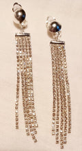 Load image into Gallery viewer, Silver Rhinestone dangle tassel clip on earrings Kargo Fresh
