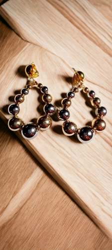 Silver and gold clip on  bead hoop earrings Kargo Fresh