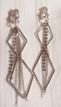 Load image into Gallery viewer, Silver metal hoop and chain clip on earrings Kargo Fresh
