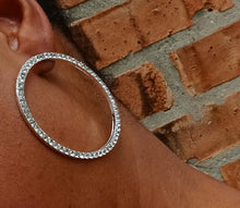 Load image into Gallery viewer, Silver rhinestone hoop earrings Kargo Fresh
