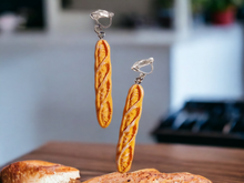 Load image into Gallery viewer, Small Baguette Acrylic Pop Art Clip on Earrings Kargo Fresh
