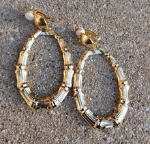 Load image into Gallery viewer, Small Clip on Bamboo Hoop Earrings gold Kargo Fresh
