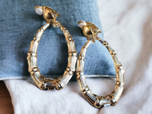 Load image into Gallery viewer, Small Clip on Bamboo Hoop Earrings gold Kargo Fresh
