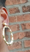 Load image into Gallery viewer, Small Clip on Bamboo Hoop Earrings gold Kargo Fresh
