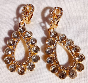 Small Clip on  Rhinestone Hoop Earrings Kargo Fresh