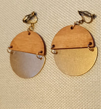 Load image into Gallery viewer, Small Clip on wood and Metal Handmade Earrings Kargo Fresh
