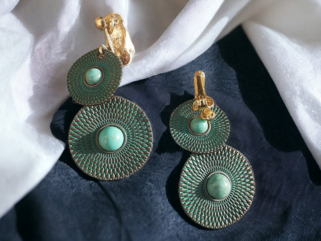 Small Hammered Boho disc Clip on Earrings Kargo Fresh