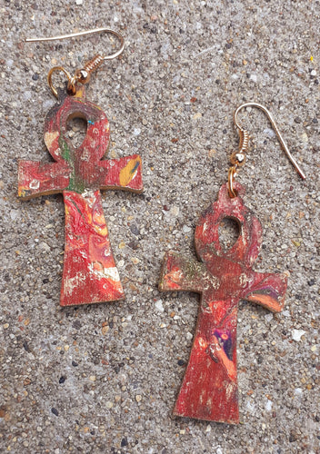 Small Handpainted Ankh Earrings Kargo Fresh