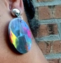 Load image into Gallery viewer, Small Handpainted Design Wooden Clip on Earrings Kargo Fresh
