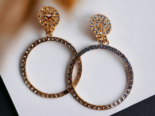 Small Rhinestone Clip On Hoop Earrings Kargo Fresh