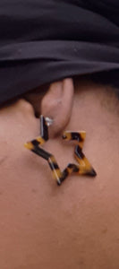 Small Tortoise Brown acrylic STAR hoop Earrings Kargo Fresh