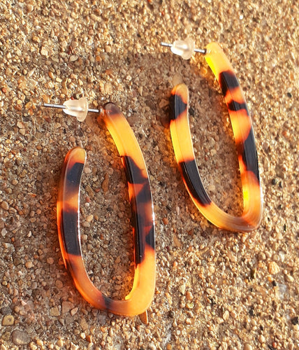 Small Tortoise Brown acrylic hoop Earrings Kargo Fresh