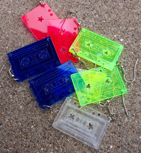 Small clear acrylic Cassette Tape Earrings Kargo Fresh