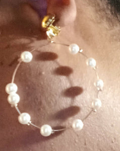 Small clip on faux pearl hoops Kargo Fresh