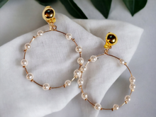 Load image into Gallery viewer, Small clip on faux pearl hoops Kargo Fresh
