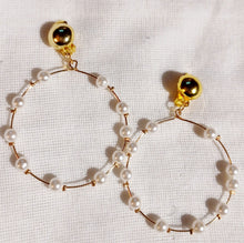 Load image into Gallery viewer, Small clip on faux pearl hoops Kargo Fresh
