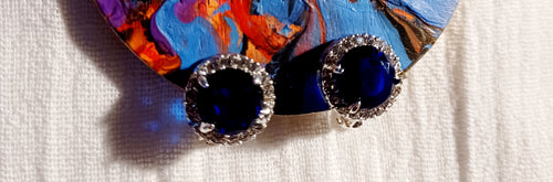 Small crystal stud clip ons blue Kargo Fresh