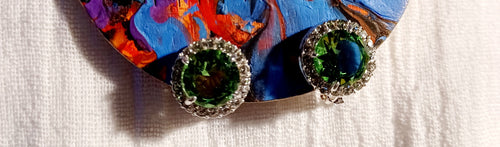 Small crystal stud clip ons green Kargo Fresh