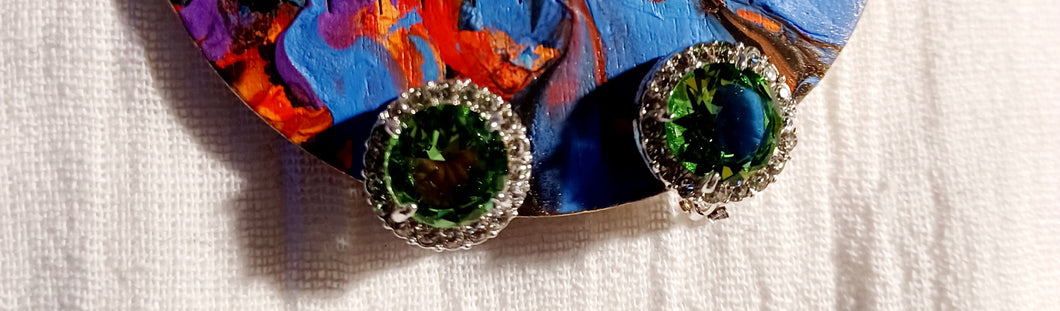 Small crystal stud clip ons green Kargo Fresh