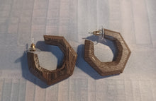 Load image into Gallery viewer, Small hand carved Wooden Hoop Earrings Kargo Fresh
