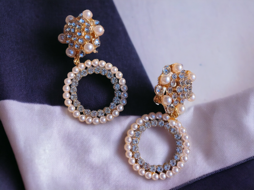 Small handmade faux pearl hoop clip on earrings Kargo Fresh