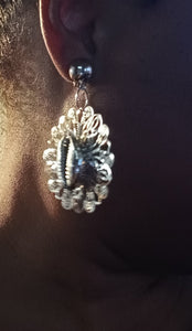 Small handmade flower and cowrie clip on earrings Kargo Fresh