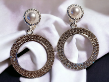 Load image into Gallery viewer, Small rhinestone and faux pearl clip on hoops Kargo Fresh
