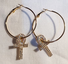 Load image into Gallery viewer, Small rhinestone ankh hoops Kargo Fresh
