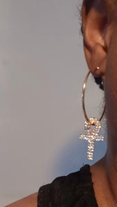 Small rhinestone ankh hoops Kargo Fresh