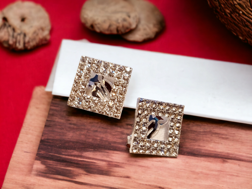 Square Crystal Stud Clip On Earrings Kargo Fresh