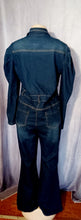 Load image into Gallery viewer, Stretch denim puff sleeve bellbottom jumpsuit L Kargo Fresh
