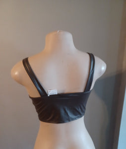 Stretch faux leather bustier crop top new large Kargo Fresh