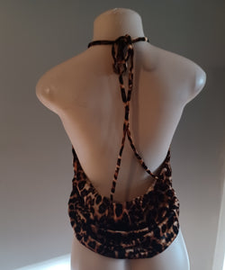 Stretch velvet leopard print halter top new 2xl Kargo Fresh