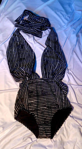 Striped Halter 1 piece swimsuit L Kargo Fresh