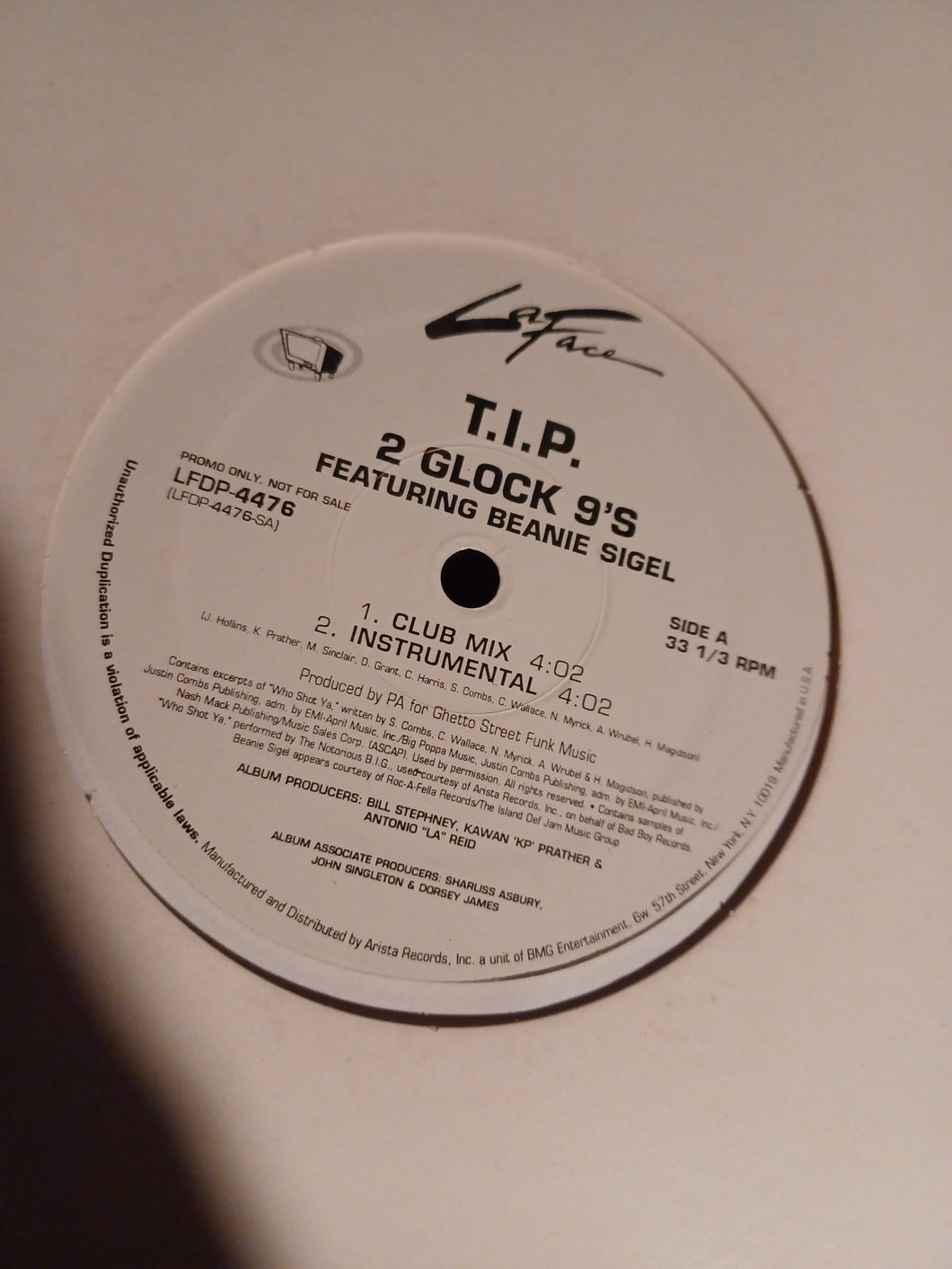 T.I. featuring Beanie Siegel ‎– 2 Glock 9's ( VINYL 2000 ) promo vinyl Kargo Fresh