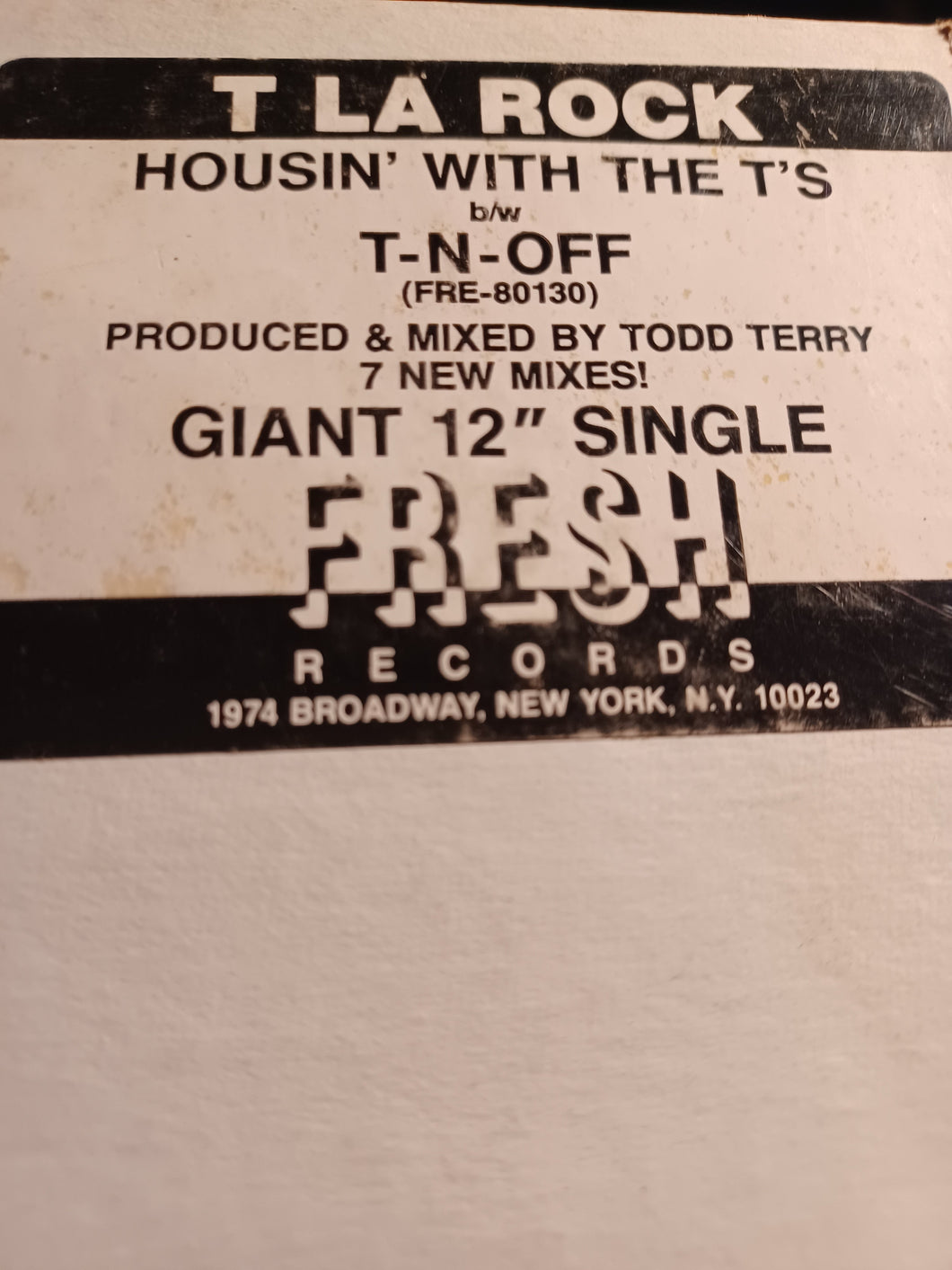 T La Rock - Housin’ with the T’s / T-N-Off 12”. Promo rare Kargo Fresh