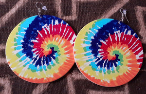 Tie Dye Face and Neck Mask  (Adults) and wooden Earrings set Kargo Fresh